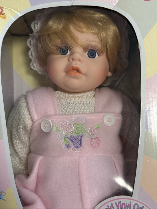 Emerald Vinyl Originals Other - Pink Collectible Vinyl Baby Doll in Pink Overalls